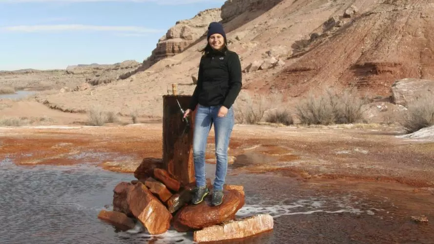 Associate Professor Julie Cosmidis in Crystal Geyser, Utah